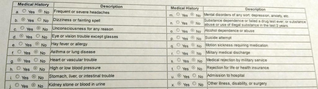 Tests included in Class 1 Medical Certificate
